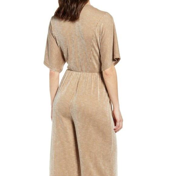 All in Favor stripe wide leg wrap jumpsuit women medium minimalist career preppy - Picture 2 of 10